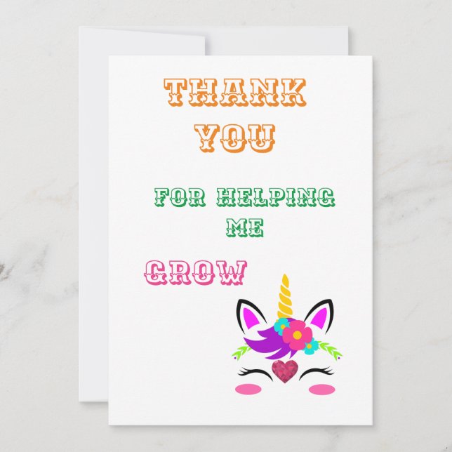 Thank You for Helping Me Grow Note Card (Front)