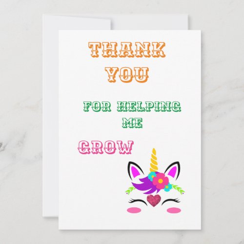 Thank You for Helping Me Grow Note Card