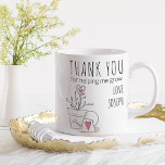Thank You for Helping Me Grow Pink Plant Doodle Coffee Mug<br><div class="desc">Teacher gift mug with cute doodle drawing and trendy skinny font typography. The template is ready for you to personalize with your name and you can also add your teacher's name on the back as well as a tagline if you wish (such as, best teacher ever). The design features the...</div>