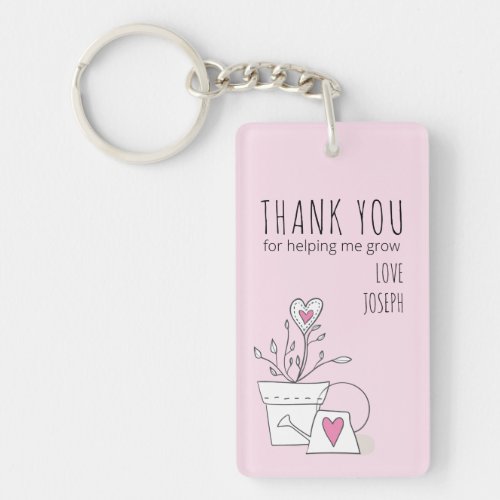Thank You for Helping Me Grow Pink Potted Plant Keychain