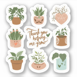 Thank You For Helping Me Grow Plants Saying Sticker