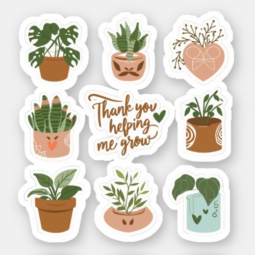 Thank You For Helping Me Grow Plants Saying Sticker