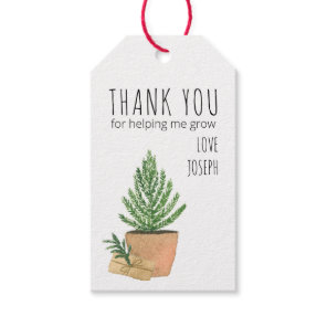 Thank You for Helping Me Grow Potted Fir Tree Gift Tags