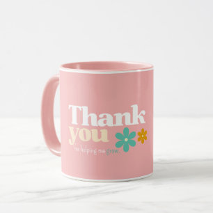 Thank you for helping me grow, retro flower mug
