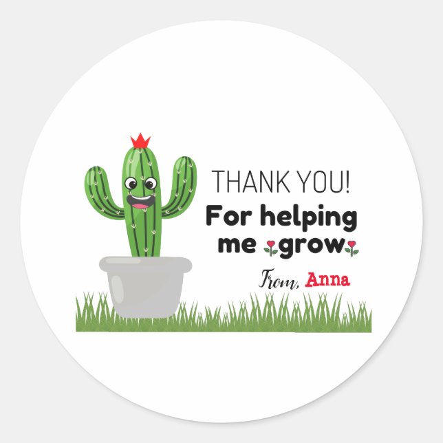 Thank You For Helping Me Grow Sticker (Front)