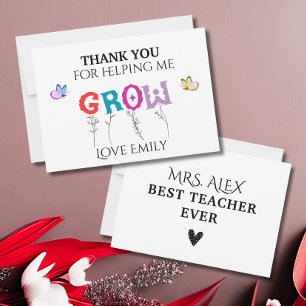 Thank you for Helping me Grow Teacher appreciation Card
