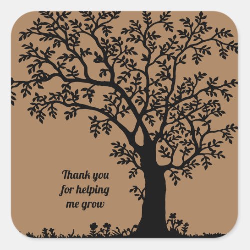 Thank You For Helping Me Grow Teacher Appreciation Square Sticker