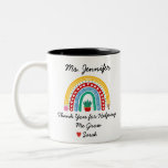 Thank You for Helping Me Grow Teacher Appreciation Two-Tone Coffee Mug<br><div class="desc">"What a wonderful gift for a teacher! This custom rainbow mug reads: "Thank You for Helping Me Grow." With the teacher's name included it's a thoughtful and personalized way to express gratitude for their guidance and impact. The heartfelt message will surely bring a smile to their face and make them...</div>