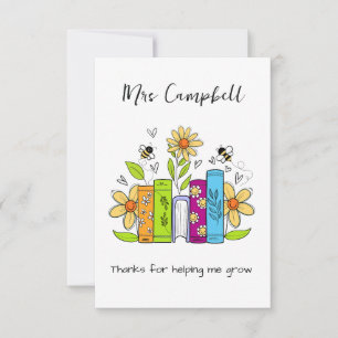 Thank You for Helping Me Grow Teacher Card   Appre