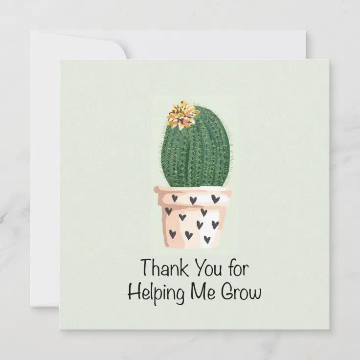 thank you for helping me grow Personalised Thank you teacher card 