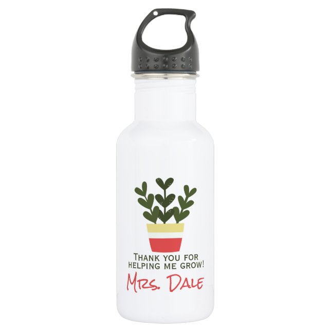 Thank You For Helping Me Grow | Teacher  Stainless Steel Water Bottle (Front)