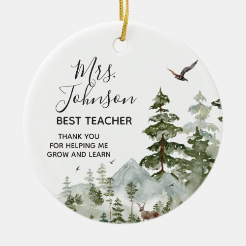 Thank You for Helping Me Grow Teacher Winter Ceramic Ornament