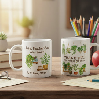 Thank You For Helping Me Grow Watercolor Plant Coffee Mug