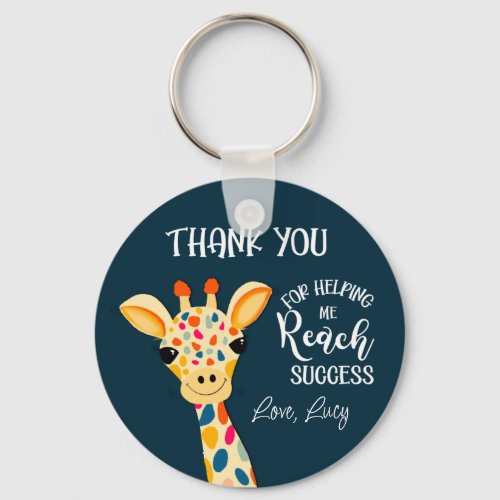 thank you for helping me reach success giraffe key keychain