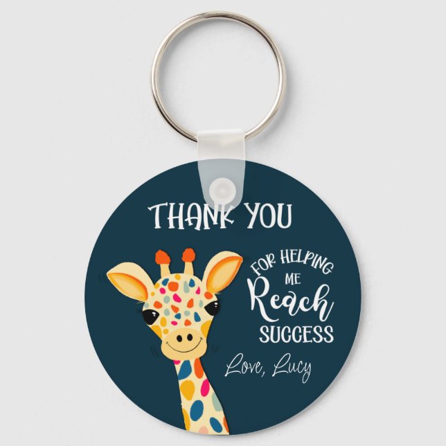 thank you for helping me reach success giraffe key keychain (Front)