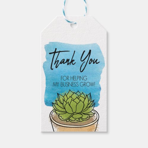 Thank You For Helping My Business Grow Succulent Gift Tags