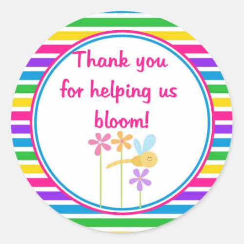 Thank you for helping us bloom classic round sticker