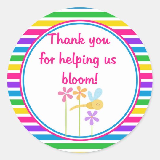 thank-you-for-helping-us-bloom-classic-round-sticker-zazzle