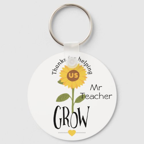 Thank you for helping us grow teacher sunflower keychain