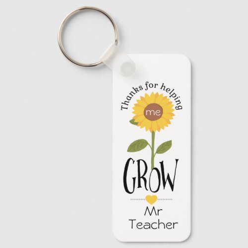 Thank you for helping us grow teacher sunflower keychain