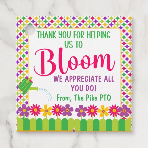 Thank You for Helping Us to Bloom Favor Tags