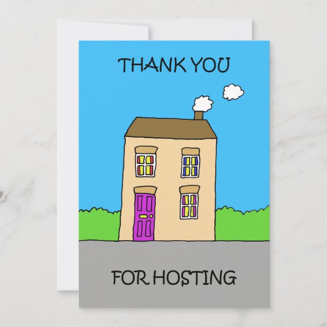 Thank You for Hosting Cartoon House Holiday Card (Front)