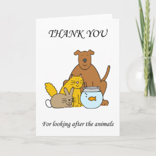 Thank You for Looking After the Pets Card
