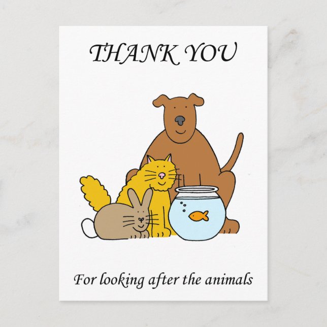 Thank You for Looking After the Pets Postcard (Front)