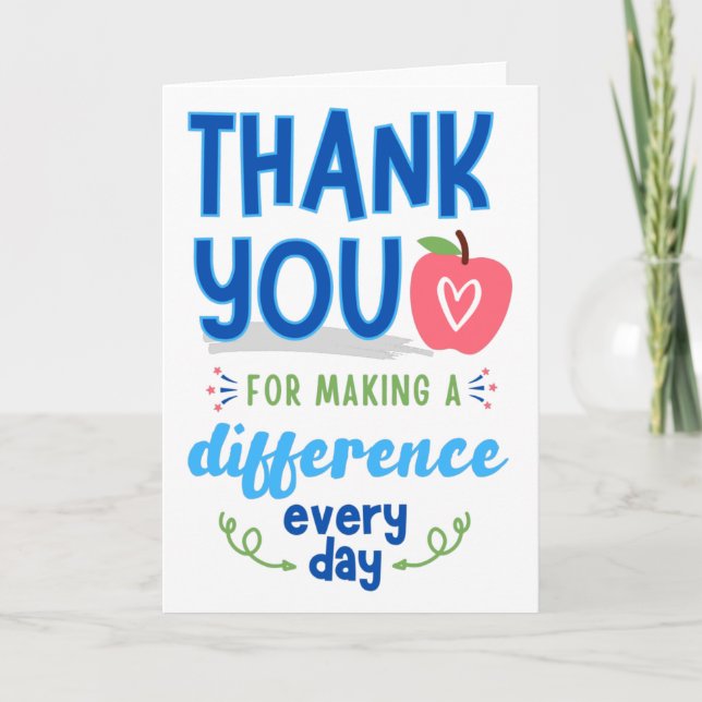 Thank You for Making a Difference Every Day Card (Front)