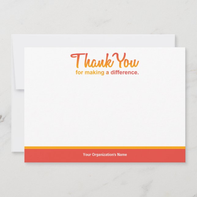 "Thank you for making a difference" notecard (Front)