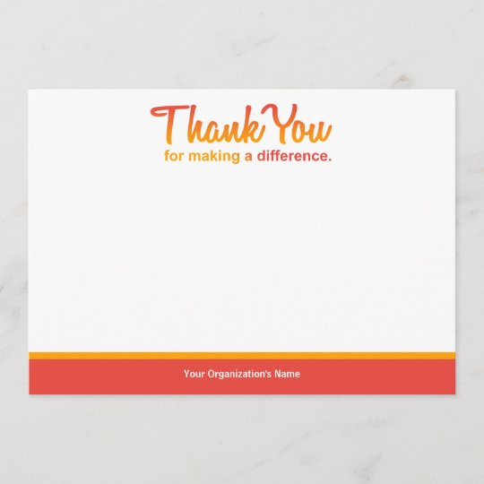 "Thank you for making a difference" notecard