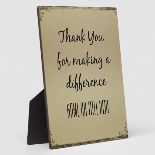 Thank you for Making a Difference Plaque | Zazzle