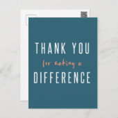 Thank you for Making a Difference | Teal Orange Postcard (Front/Back)
