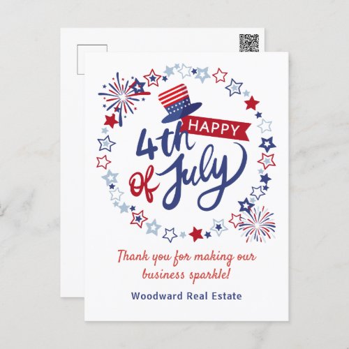 Thank You for Making Business Sparkle 4th of July Holiday Postcard
