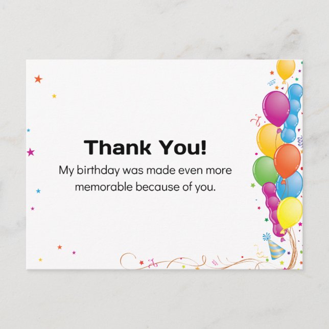 Thank you for making my birthday memorable  postcard (Front)