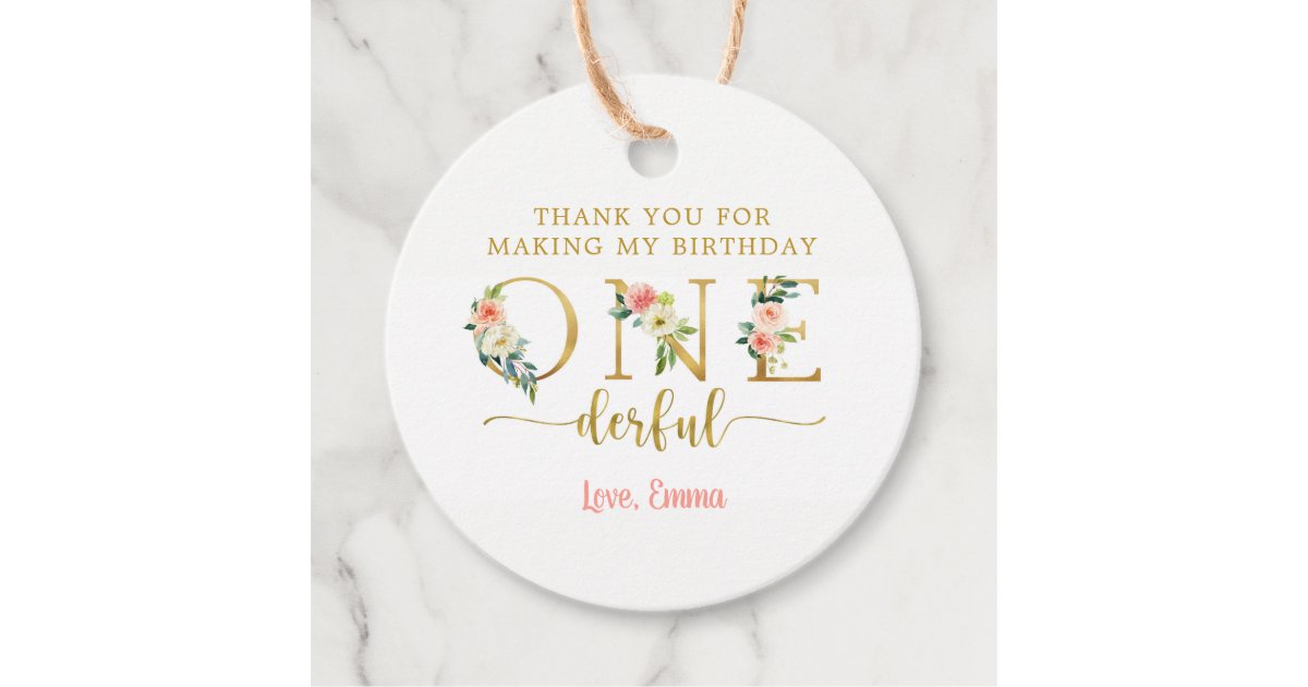 Editable Onederful Favor Tag Thank You Girl First Birthday Party Gift -  Design My Party Studio