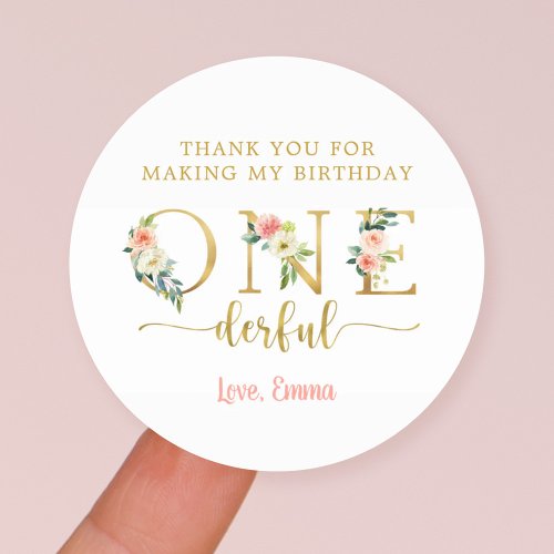 Thank You For Making My Birthday Onederful Girl  Classic Round Sticker