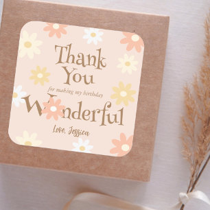 Thank You For Making My Birthday Wonderful Daisy Square Sticker