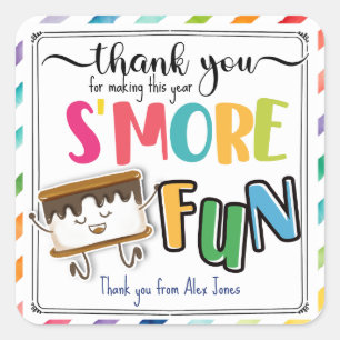 Thank you for making this year s'more fun favor square sticker