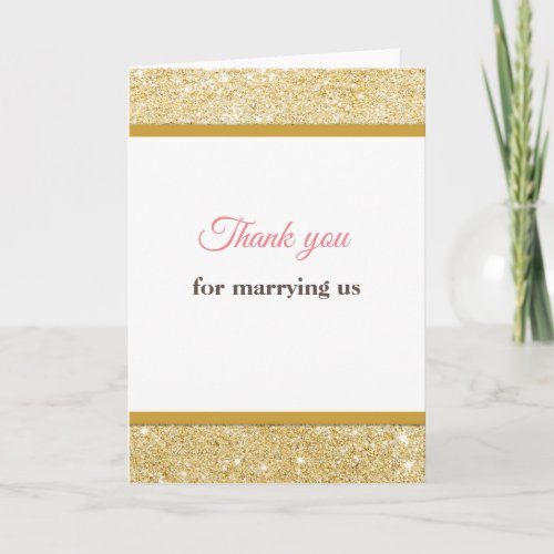 Thank you for marrying us card pink gold