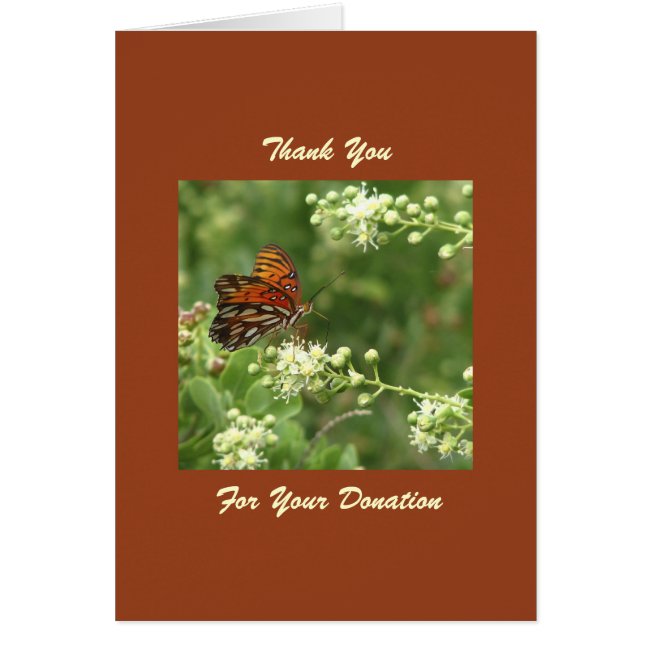 Thank You for Memorial Donation, Orange Butterfly