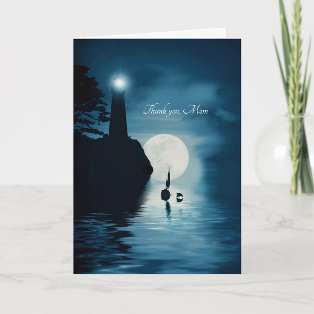 Thank You for Mom Mother with Sailboat and Dolphin Card (Front)