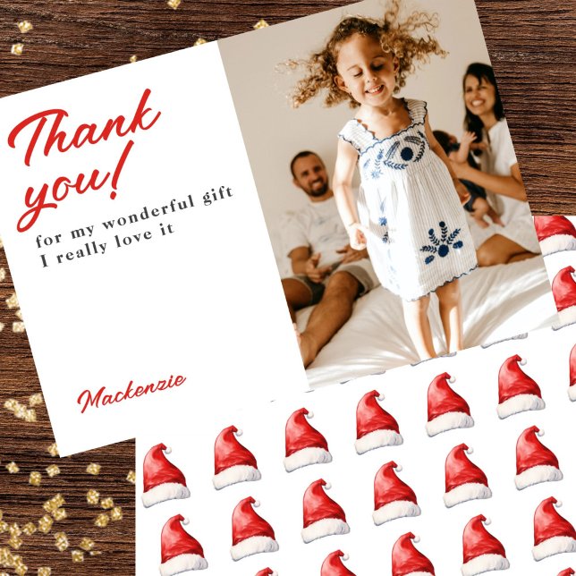 Thank you for my Christmas gift Card (Thank You For My Christmas Gift Santa hat Pattern card by Ricaso say thanks for your presents)