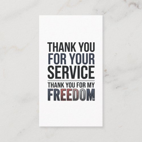 Thank You For My Freedom Patriotic Veteran Shirt_1 Business Card