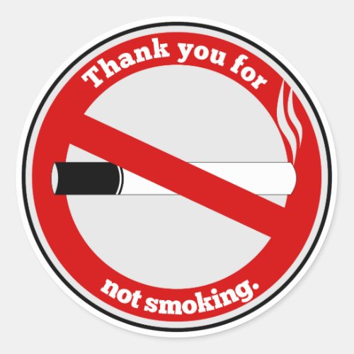 Thank you for not smoking classic round sticker