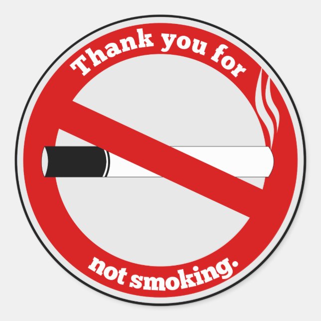 Thank you for not smoking classic round sticker (Front)