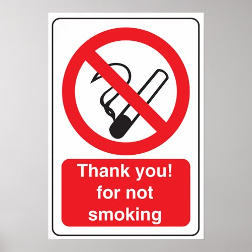Thank You for Not Smoking Sign Poster