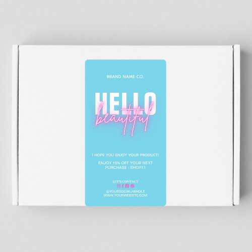 Thank You For Order Blue Pink  Hello beautiful  Label
