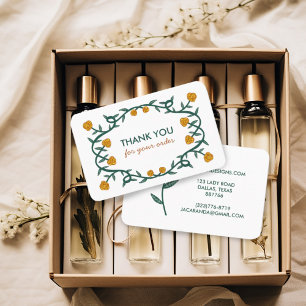 THANK YOU for ORDER Chic Elegant Rose Frame Floral Business Card