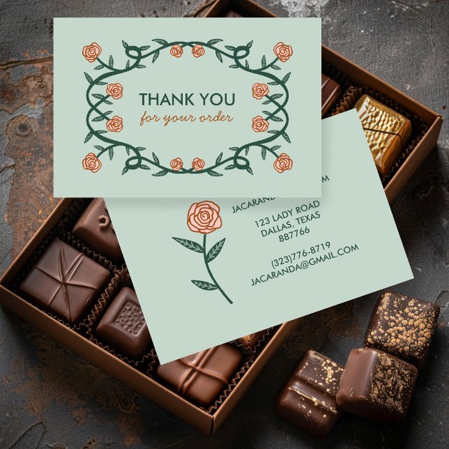 THANK YOU for ORDER Chic Elegant Rose Frame Floral Business Card (THANK YOU for ORDER Chic Elegant Rose Frame Floral Business Card
)
